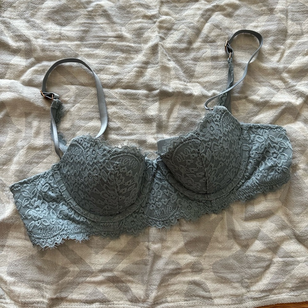 Aerie light blue lace balconette bra 34A